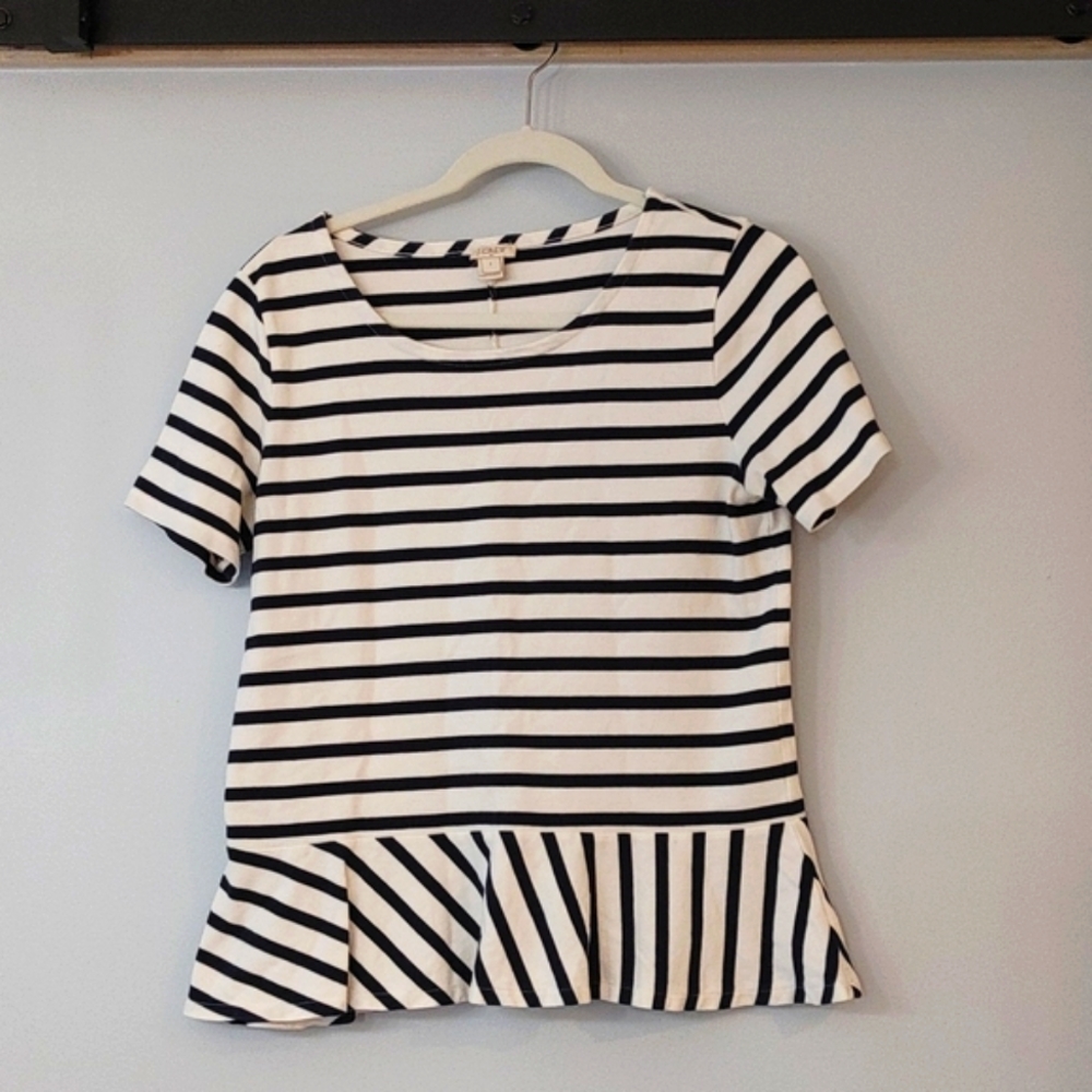 J Crew Navy & white striped top